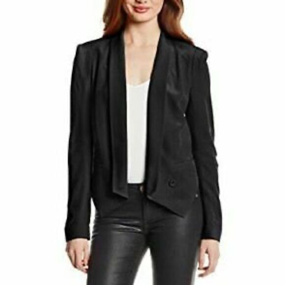 REBECCA MINKOFF Black Silk Becky Pointed Blazer Jacket 0 - Picture 2 of 12